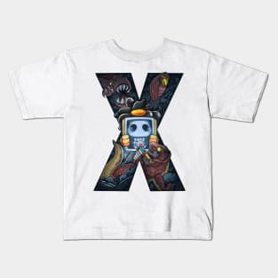 Letter X doodle art Kids T-Shirt